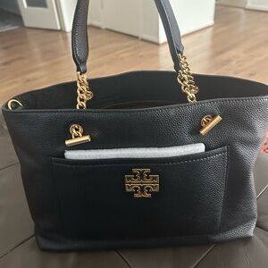 Tory Burch Black Tote with Gold Accents